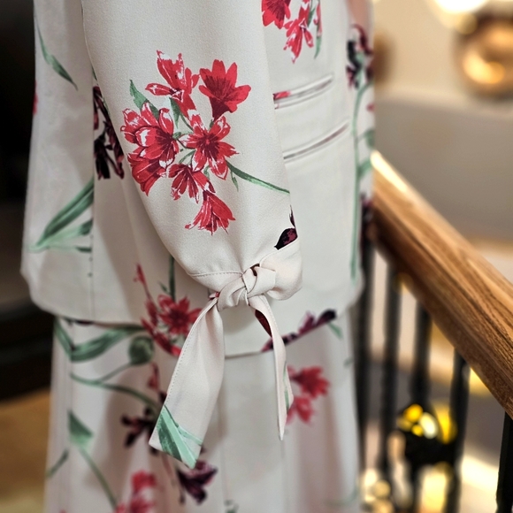 Nine West Purple Pink Floral Print Rosebud Blazer Jacket and Dress Set - Picture 2 of 13